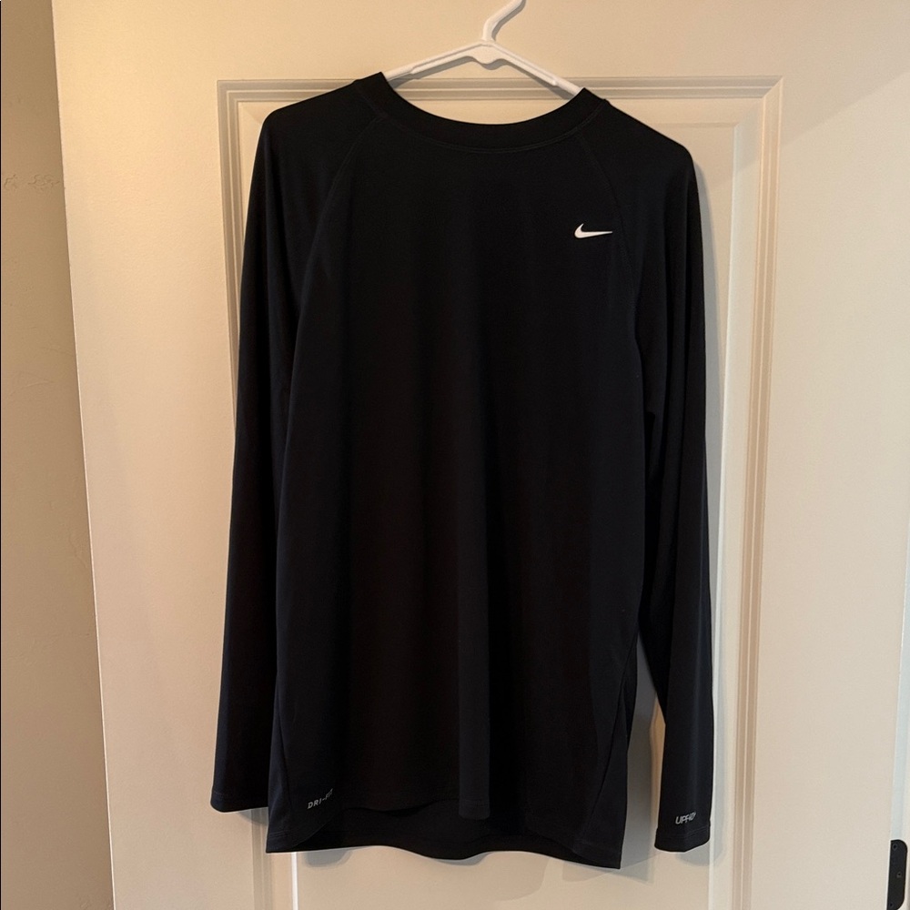 Nike Long Sleeve Performance Shirt - Black with White Swoosh